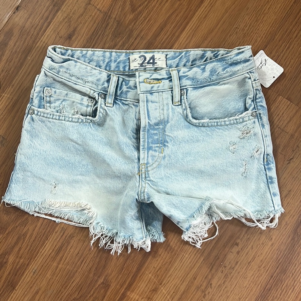 Free People Light Wash Denim Shorts